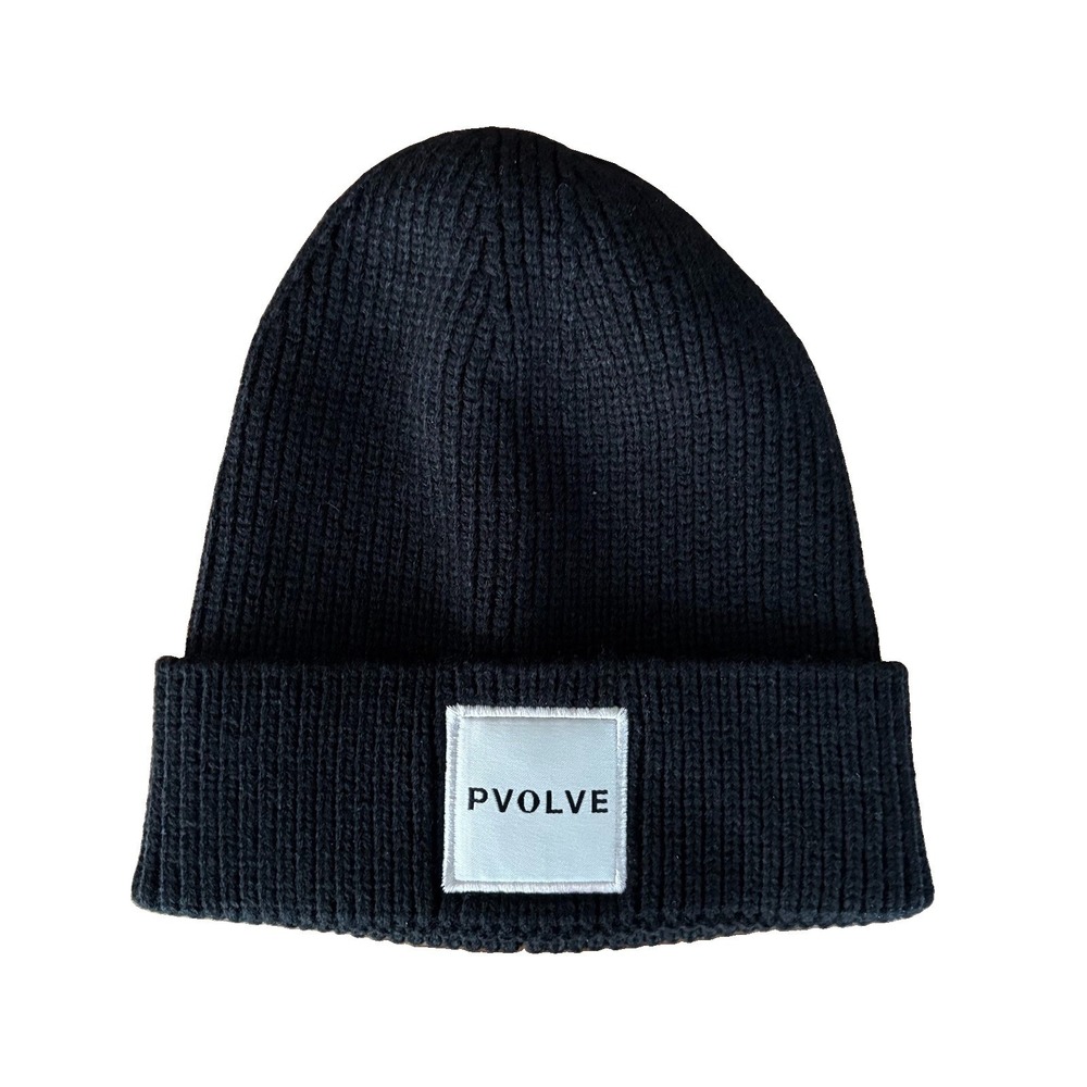 PVOLVE Logo Knit Black RPET  Beanie Winter Hat Unisex Adults One Size NEW NO TAG
